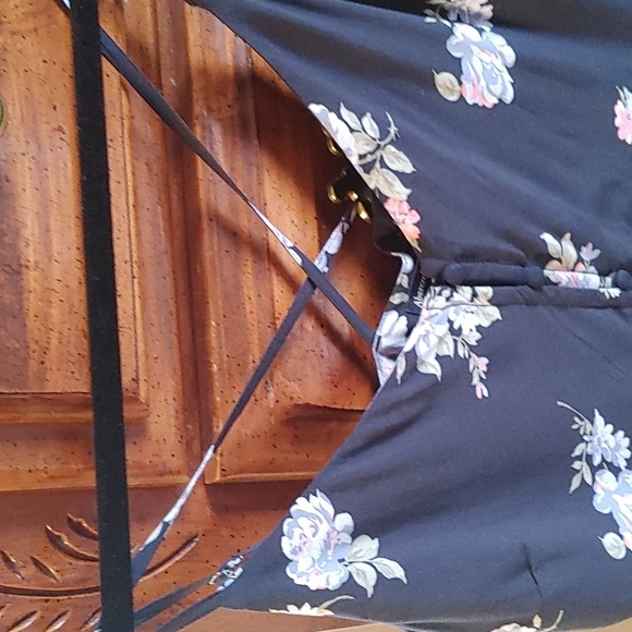 Abercrombie & Fitch Navy Blue Floral Sz M Button Front Dress - Picture 8 of 11